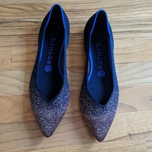 Rothy's midnight metallic pointed toe flats BNIB